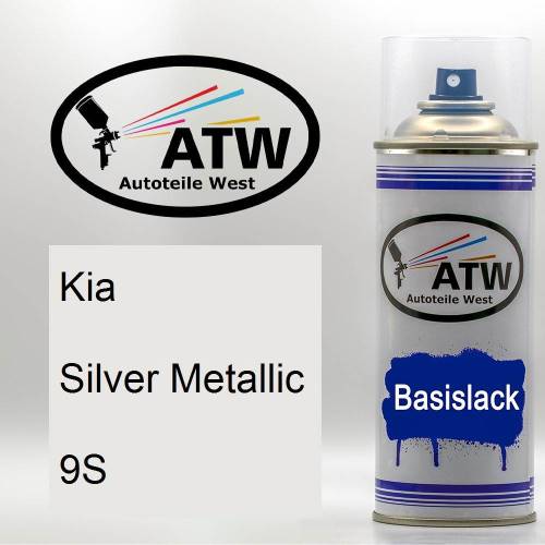 Kia, Silver Metallic, 9S: 400ml Sprühdose, von ATW Autoteile West.